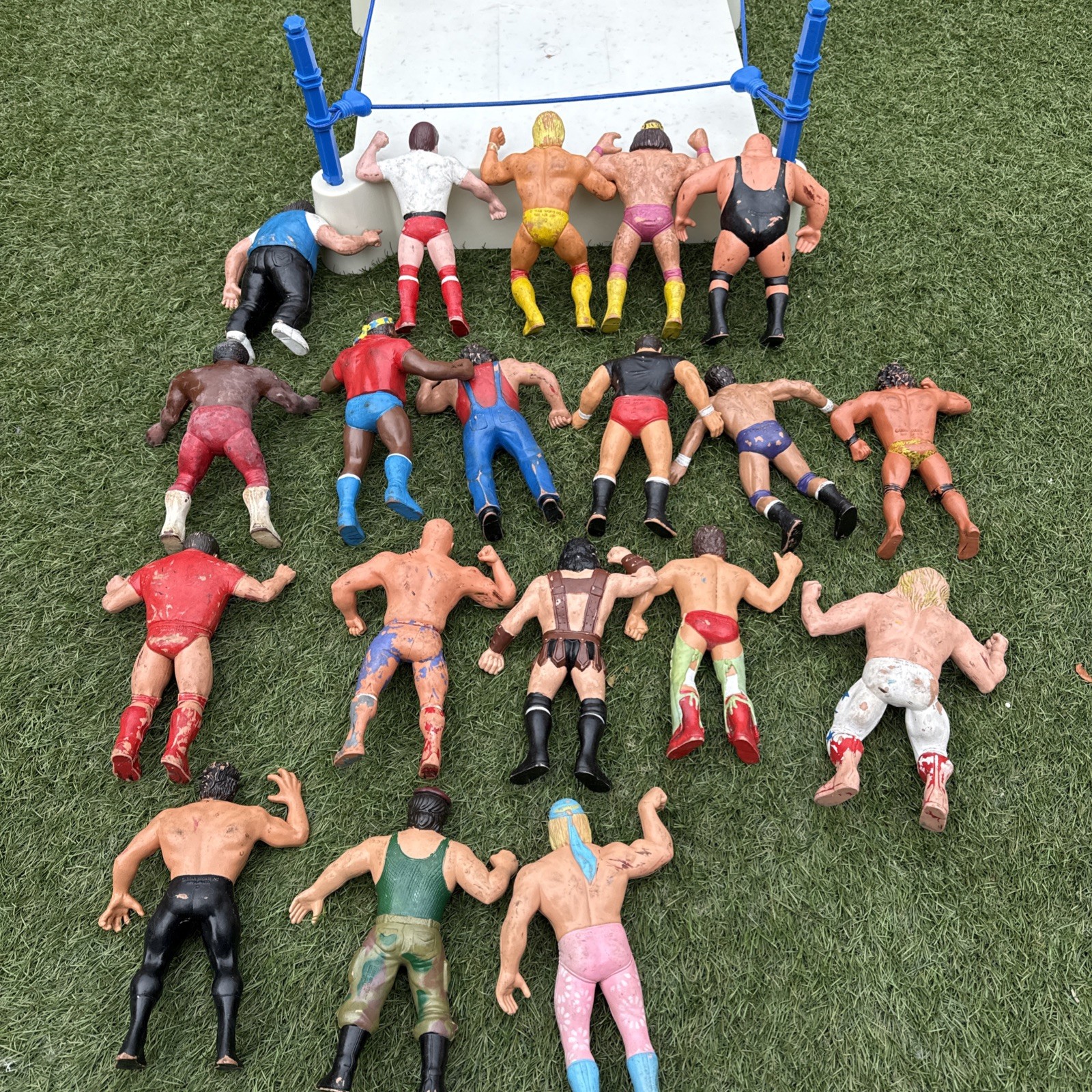 Lot Of 19- WWF TITAN SPORTS LJN COLLECTIBLE WRESTLERS 8 “ Plus RING